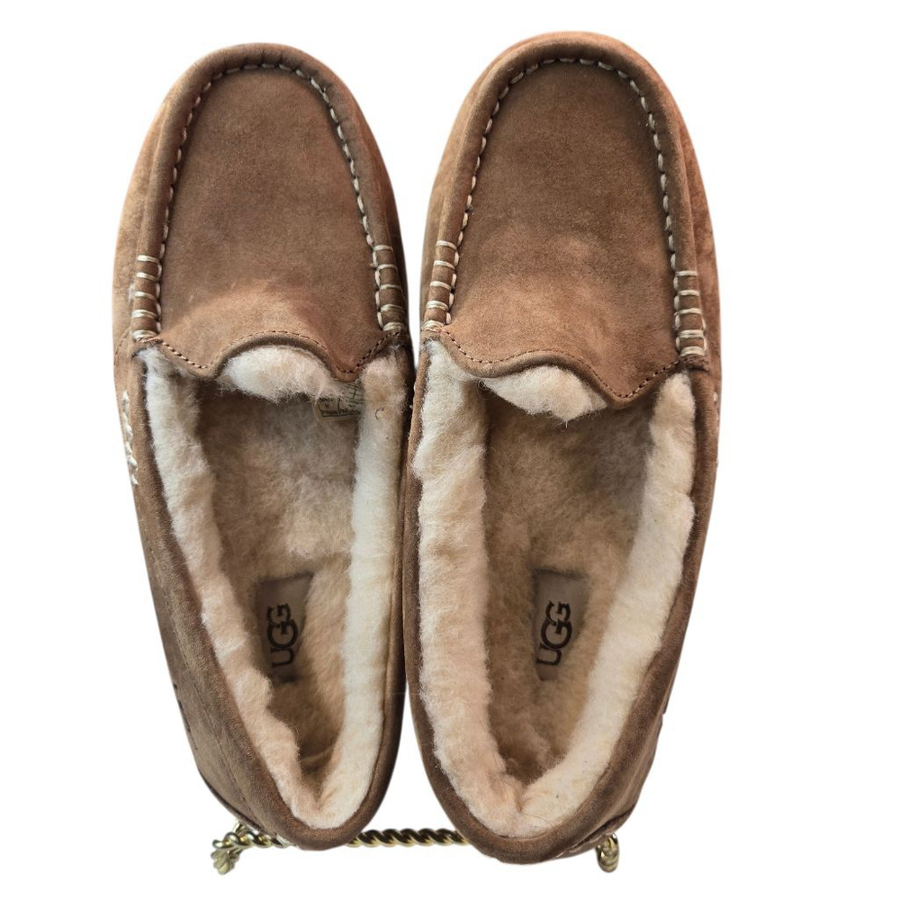 UGG Women's Slipper Ansley Suede Sheepskin Lined Chestnut Size 7 Clean Warm Shoe